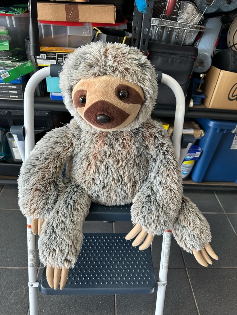 Aurora Cuddly Gray & Brown Plush Sloth - Soft Huggable Stuffed Animal.